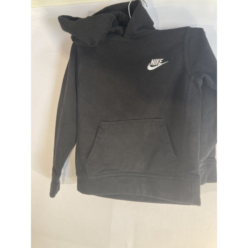 Nike Club Fleece Hoodie Kids Sz. 4-5  Black Pullover Embroidered Logo Sweatshirt